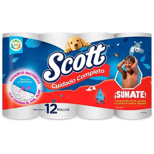 Papel Higienico Scott Cuidado Completo 12un