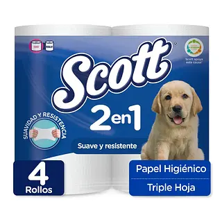 Papel Higienico Scott 2en1 4un
