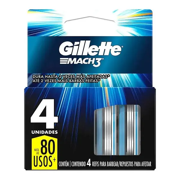 Repuesto Gillette Mach3 Negrax4un