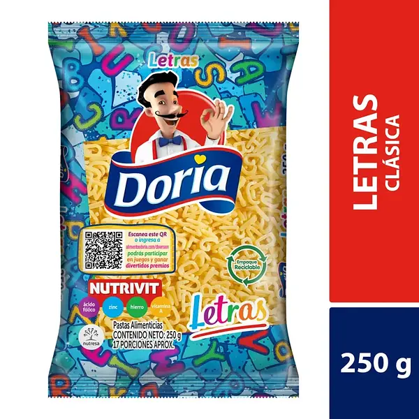 Pasta Doria Letras 250gr