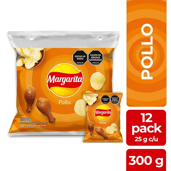 Paquete Papa Margarita Pollo 12unx25gr