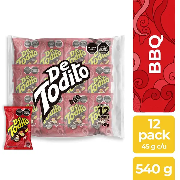 Paquete Detodito Bbq 12unx45gr