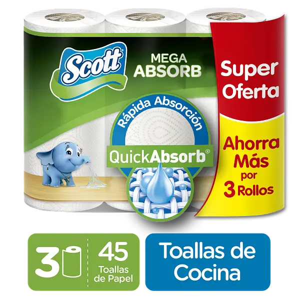 Toalla De Cocina Scott Absorb 3un