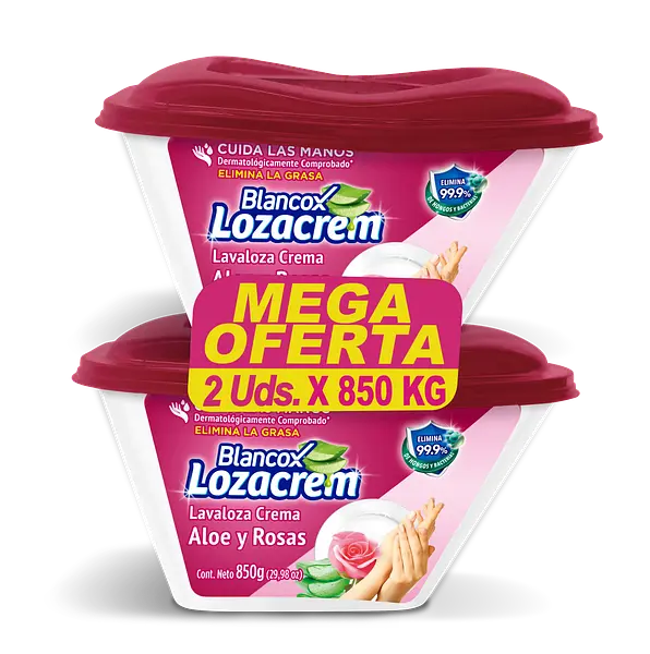 Lavaloza Lozacrem Crema Aloe Rosas 2unx850gr
