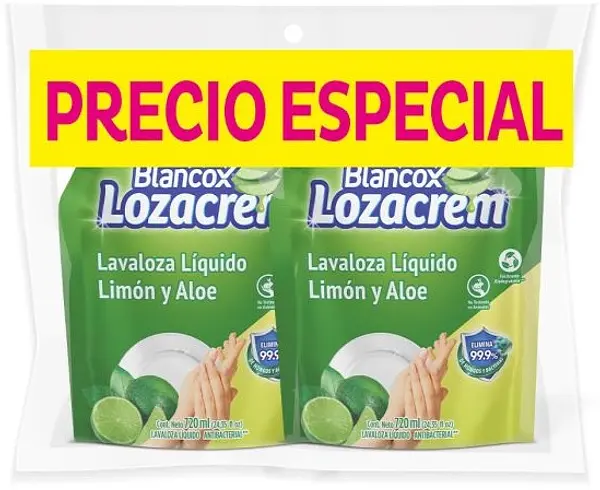 Lavaloza Lozacrem Liquido Limon 2unx720ml