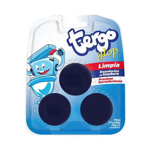 Limpiador Tergo Glop Desodoriza El Inodoro 3Unx48Gr