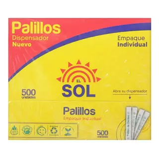 Palillos El Sol Empaque Individual 500Un