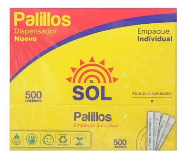 Palillos El Sol Empaque Individual 500Un