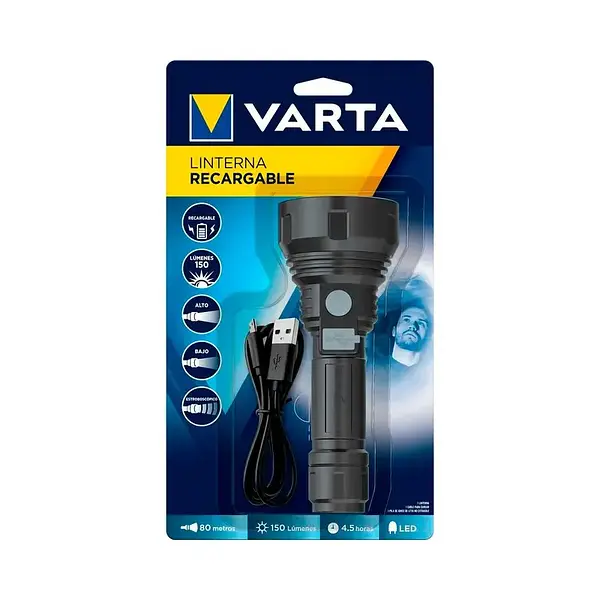 Linterna Varta Recargable 150Lumenesx80Metros