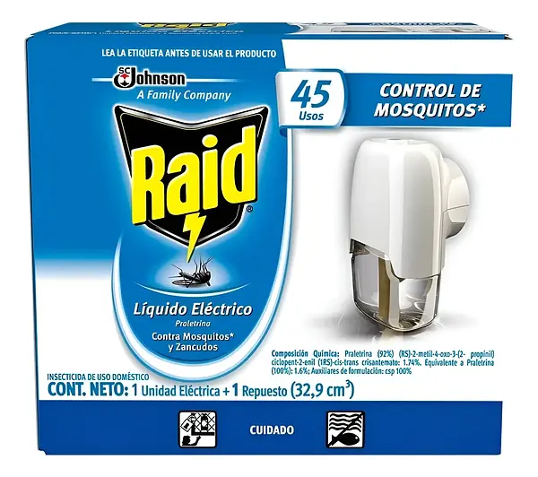 Repelente Liquido Raid Unidad Electrica + Repuesto 32.9Ml