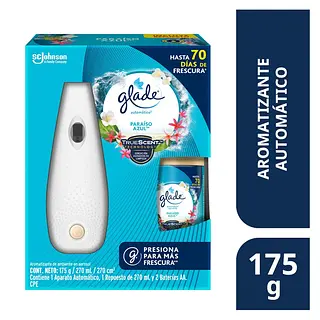 Ambientador Glade Automático+Repuesto Paraíso Azul 175ml