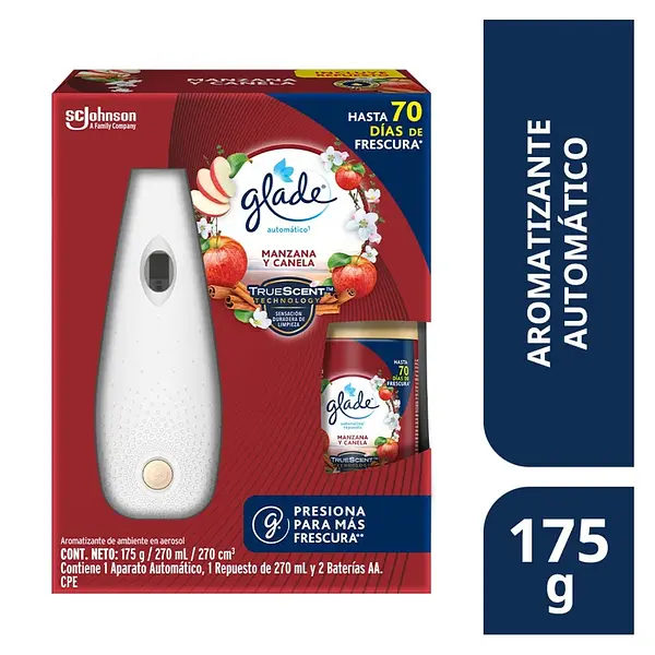 Ambientador Glade Automático+Repuesto Manzana Canela 175ml