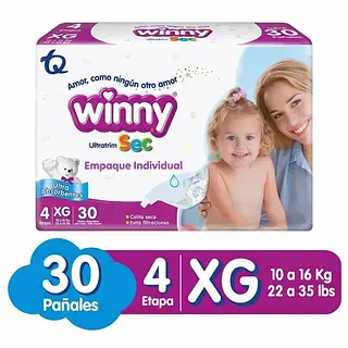 Pañal Winny Empaque Individual Etapa 4 30un