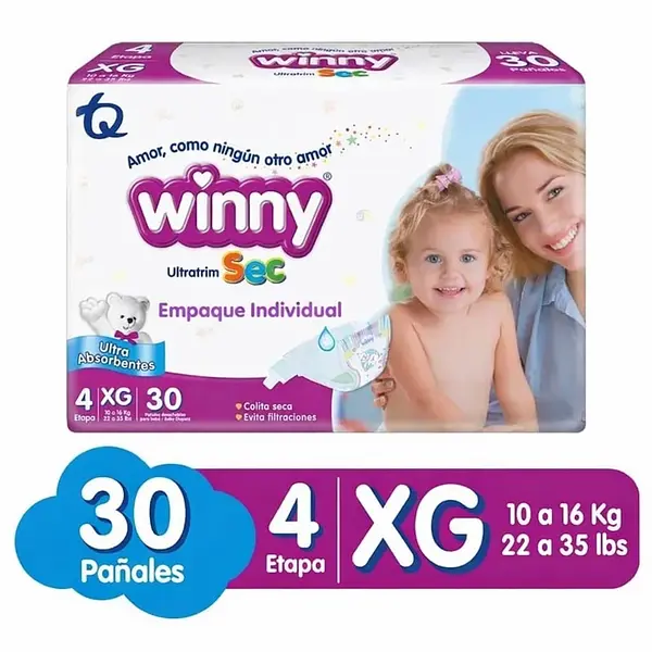 Pañal Winny Empaque Individual Etapa 4 30un