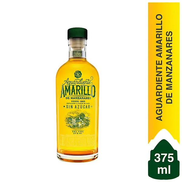 Aguardiente Amarillo Manzanares Sin Azúcar 375cc