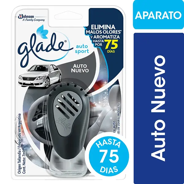 Ambientador Glade Auto Aparato+Repuesto Carro Nuevo 7Ml