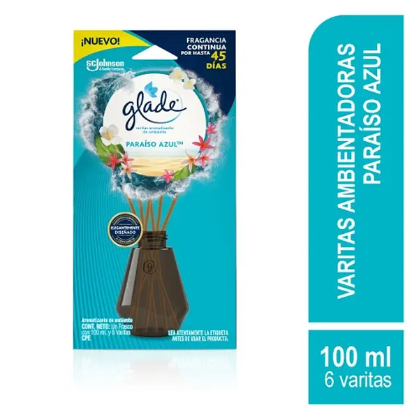 Ambientador Glade Varitas Paraíso Azul 100Ml