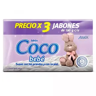 Jabon Coco Azulk Bebe 3Unx180Gr