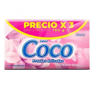 Jabon Coco Azulk Prendas Delicadas 3Unx180Gr