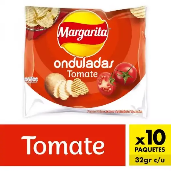 Paquete Papa Margarita Onduladas Tomate 10Unx32Gr