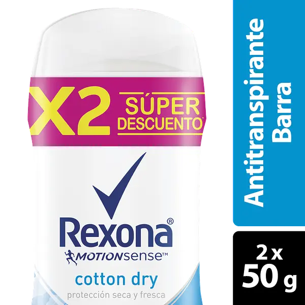 Desodorante Rexona Barra Cotton 2Unx50Gr