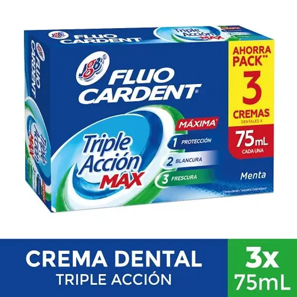 Crema Dental Fluo Cardent Max 3Unx75Ml