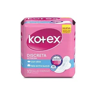 Toallas Higienicas Kotex Discreta 10Un