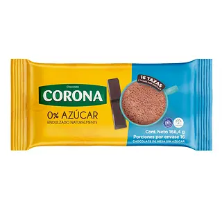 Chocolate Corona Sin Azucar 166Gr
