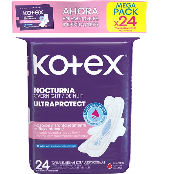 Toallas Higienicas Kotex Nocturna 24Un