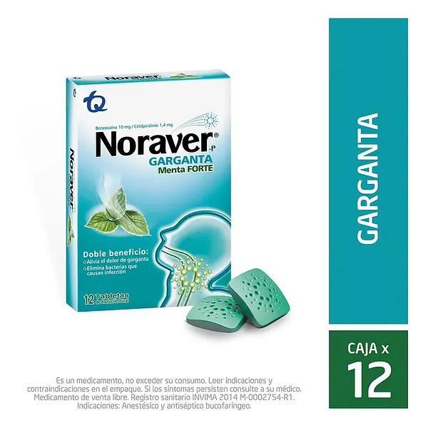 Noraver Garganta Menta Forte 12cap