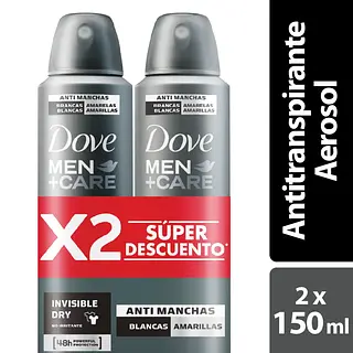 Desodorante Dove Aer Men Invis Dry 2unx89gr