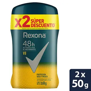 Desodorante Rexona Barra V8 2unx50gr
