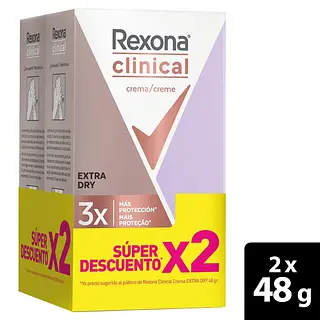 Desodorante Rexona Barra Clinical Women Dry 2unx48gr
