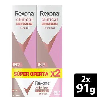 Desodorante Rexona Aerosol Clinical Classic 2unx91gr