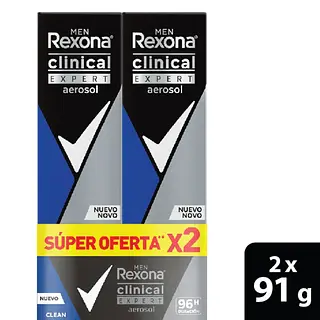 Desodorante Rexona Aerosol Clinical Clean 2unx91gr