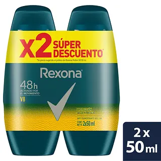 Desodorante Rexona Rol V8 2unx50ml